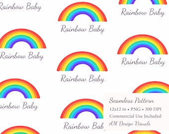 Rainbow Baby Seamless Pattern | Nursery Decor (12x12 PNG Digital Paper)
