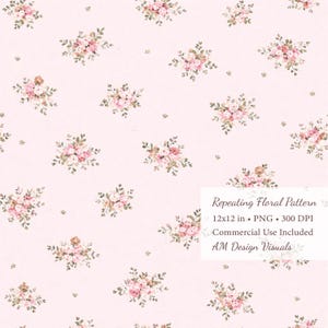 Motivo floreale vintage rosa ripetuto – Carta digitale 12x12