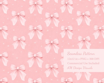 Pink Bow | Coquette Digital Paper | 12x12 PNG
