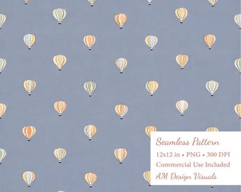 Hot Air Balloon 12x12 PNG Digital Paper