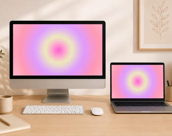 Gradient Desktop Wallpaper Bundle | Pink Purple Aura Backgrounds (Digital Download)