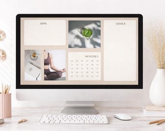 Minimalist Desktop Organizer Wallpaper | Calendar Background (Digital Download)