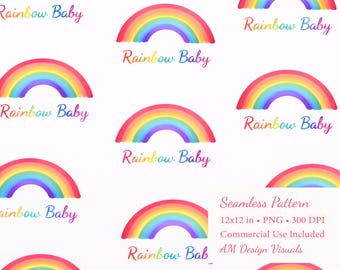 Rainbow Baby Seamless Pattern 12x12 Commercial Use