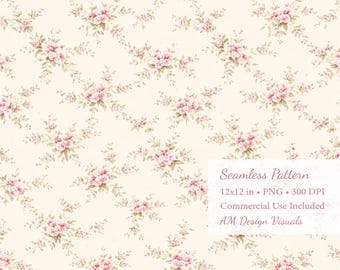 Floral Digital Paper Pink Roses | PNG