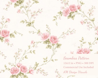 Pink Rose Watercolor Digital paper | (Digital Download)