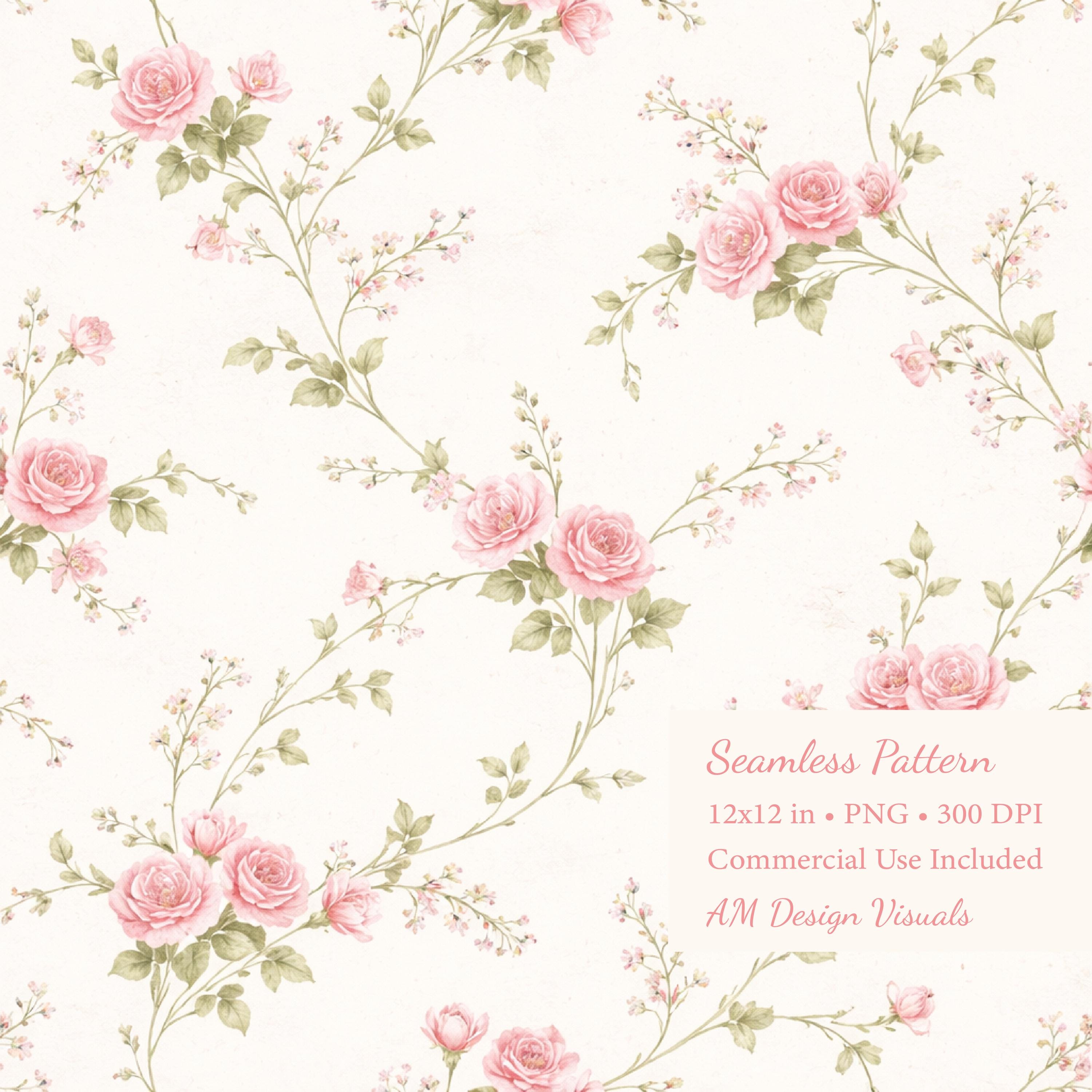 Pink Roses Pattern Paper Pink Rose Watercolor Digital Paper | (digital Download) - Etsy