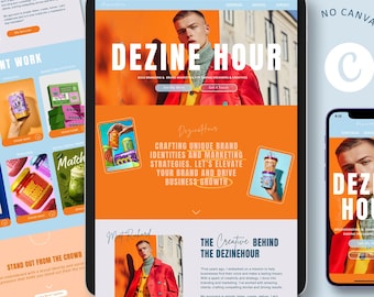 Canva Website Template für Freelancer, Brand Designer, Brand Marketing Experte | Service-Website Kreative Landing Page mit Anfrageformular.