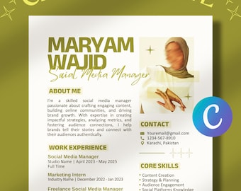 Creative Resume & Cover Letter Fully Customisable | Minimalist Professional CV (Digital Download)