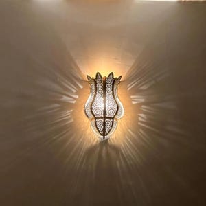 Handmade Moroccan Brass Wall Sconce: Artisan Bohemian Wall Light