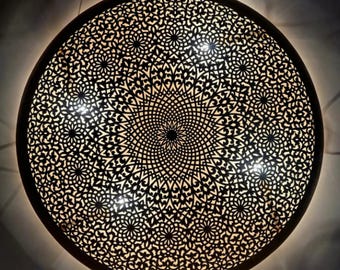 Handmade Moroccan Brass Flush Mount Ceiling Light: Boho Modern Fixture – Duty Free, Low Ceiling Plafonnier Hallway Lighting