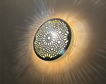 Handmade Moroccan Brass Wall Sconce: Boho Oriental Decor