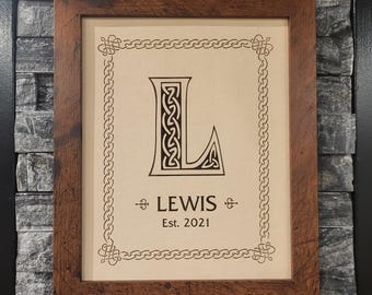 Personalized Leather Name Sign - 3rd Anniversary Gift - Leather Anniversary - Celtic Design - Wedding Gift - Third Anniversary - Wine Sign