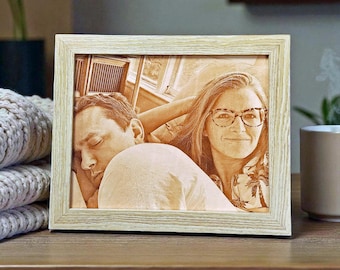 Engraved Leather Photo - 3rd Anniversary Gift - Third Anniversary Gift - 9th Anniversary Gift - Wedding Photograph - Leather Anniversary