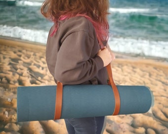 Leather Yoga Mat Carrier - Picnic Blanket Carrier - Leather Sling - Workout Mat Carrier - Leather Anniversary Gift - Gym Mat Carrier