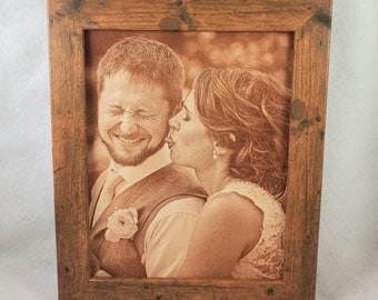 Photograph Engraved in Leather- Wedding Anniversary, 3rd Anniversary, Third Anniversary, Leather Anniversary, Gift for Her