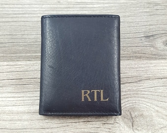 Set of 2 Personalized Men's Leather Wallet - RFID Lining - Monogrammed Leather Wallet - Bifold Wallet - Trifold Wallet - Groomsmen Gifts