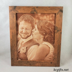 Engraved Leather Photo 3rd Anniversary Gift Third Anniversary Gift Wedding Photograph Leather Anniversary Engagement Photo image 7
