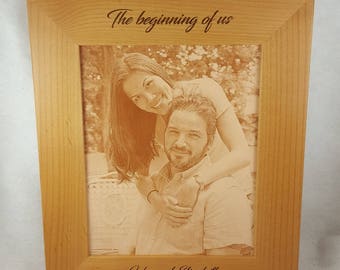 Engraved Picture Frame - Solid Wood - Personalized - Baby Photo - Wedding Photograph - Anniversary Gift - 5th Anniversary - Gift for Her