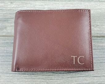 Christmas Gift for Dad - Personalized Men's Leather Wallet - RFID Lining - Monogrammed Leather Wallet - Bifold Wallet - Groomsmen Gifts