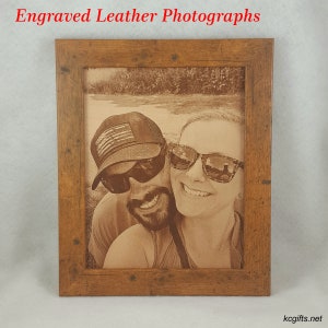 3rd Anniversary LEATHER PHOTOGRAPH Engraved in Real Leather Leather Anniversary, Wedding Anniversary, Third Anniversary, 3rd Anniversary image 2