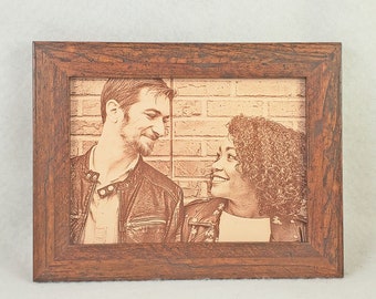 3rd Anniversary Gift, Engraved Leather Photo, Leather Anniversary, Third Anniversary, 3rd Wedding Anniversary, Wedding Photograph