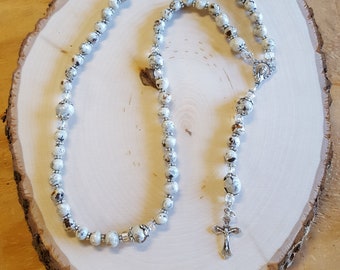 Memorial Flower Rosary Beads - Funeral Flower Bracelet - Wedding Bouquet Bracelet - Funeral Flower Jewelry - Funeral Flower Keepsake