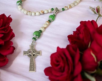 Celtic Memorial Flower Rosary Beads - Funeral Flower Bracelet - Wedding Flower Bracelet - Funeral Flower Jewelry - Funeral Flower Keepsake