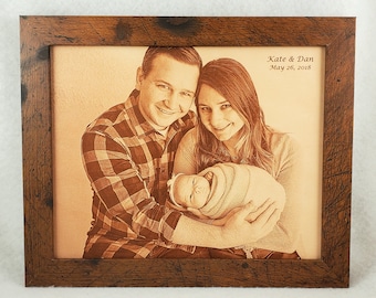 Mothers Day Gift - 3rd Anniversary Photo Engraved Leather, Wedding Anniversary, 3rd Anniversary, Third Anniversary, Leather Anniversary Gift