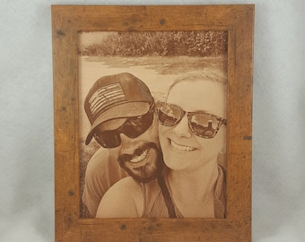 3rd Anniversary Gift for Her, Engraved Leather Photo, Leather Anniversary, Third Anniversary, 3rd Wedding Anniversary, Wedding Photograph