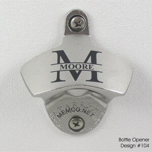 Set of 7 Personalized Bottle Openers for Groomsmen Gifts - Stainless Steel Wall Mount Bottle Opener Custom Engraved -NO capcatcher