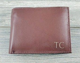 Christmas Gift Personalized Men's Leather Wallet - Monogrammed Leather Wallet - RFID Lining - Bifold Wallet - Groomsmen Gifts