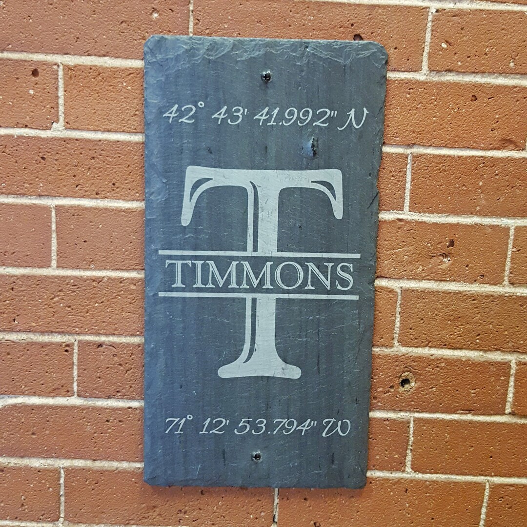 Engraved Slate House Number Sign GPS Sign Family Name Sign Wedding Gift