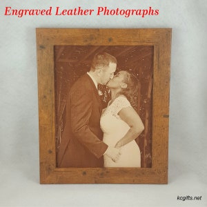 3rd Anniversary LEATHER PHOTOGRAPH Engraved in Real Leather Leather Anniversary, Wedding Anniversary, Third Anniversary, 3rd Anniversary image 6