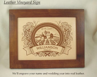 Personalized Leather Name Sign - 3rd Anniversary Gift - Leather Anniversary - Celtic Design - Wedding Gift - Third Anniversary - Wine Sign