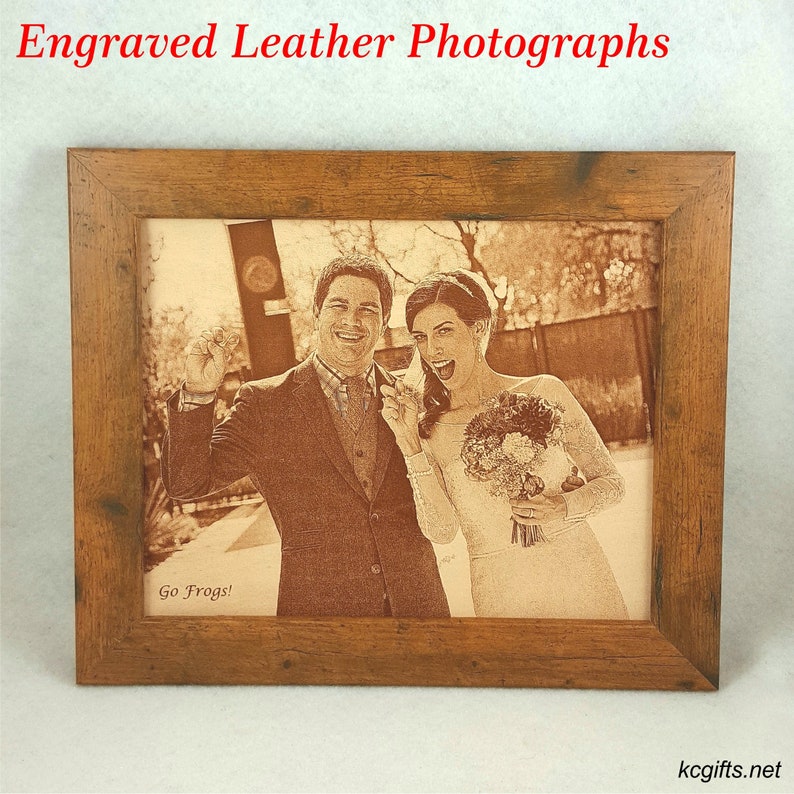 3rd Anniversary LEATHER PHOTOGRAPH Engraved in Real Leather Leather Anniversary, Wedding Anniversary, Third Anniversary, 3rd Anniversary image 9