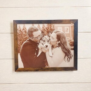 Photograph engraved into leather for a 3rd and 9th anniversary gift.