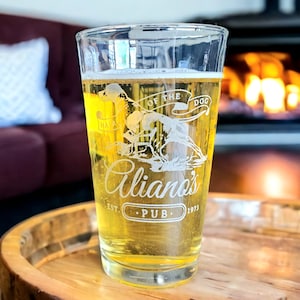 SET of TWO Personalized Pint Glasses - Beer Glass - Beer Mug - Groomsmen Gifts - Craft Beer - Dad Gift - Man Cave- Home Bar - Guy Gift
