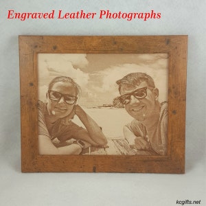 3rd Anniversary LEATHER PHOTOGRAPH Engraved in Real Leather Leather Anniversary, Wedding Anniversary, Third Anniversary, 3rd Anniversary image 5