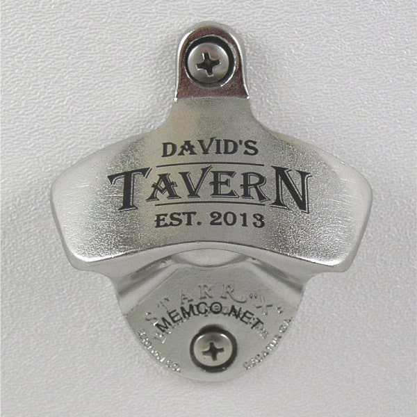 Personalized Wall Mount Bottle Opener, Stainless Steel Wall Mount Opener, Groomsman Gift, Gift for Him, Groomsmen Gifts -  NO capcatcher