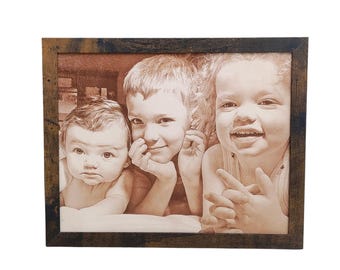 3rd Anniversary Gift for Her, Engraved Leather Photo, Third Anniversary, 3rd Wedding Anniversary, Wedding Photograph, Family Photograph
