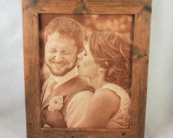 3rd Anniversary Gift for Her, Engraved Leather Photo, Third Anniversary, 3rd Wedding Anniversary, Wedding Photograph, Family Photograph