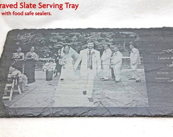 Engraved Photo Slate Tray, Personalized Slate Cheese Board, Wedding Photo, Personalized Wedding Board, Serving Tray, Anniversary Gift