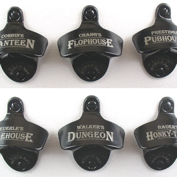 Christmas Gift for your Man - Custom Engraved Bottle Opener with your name, Monogram, etc - with capcatcher