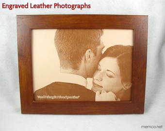 3rd Wedding Anniversary Gift Photo Engraved in REAL LEATHER - Third Anniversary, 3rd Anniversary Leather Anniversary Gift Wedding Photo