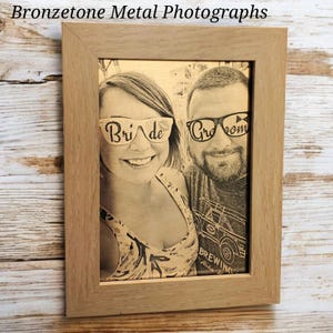 Bronzetone Metal Photo - 8th Wedding Anniversary Gift - Eighth Anniversary Gift - 8 Year - Wedding Photo - Bronze Anniversary - Bronze Gift