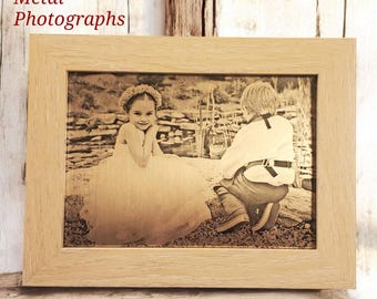 Bronzetone Metal Photo - 8th Wedding Anniversary - Eighth Anniversary - 19th Anniversary - Wedding Photo - Bronze Anniversary - Bronze Gift