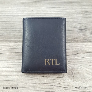 Cartera de cuero personalizada para hombre - FORRO RFID - * Cartera de cuero con monograma - Cartera plegable - Regalo de padrinos - Regalo de padrino - Regalo de novio