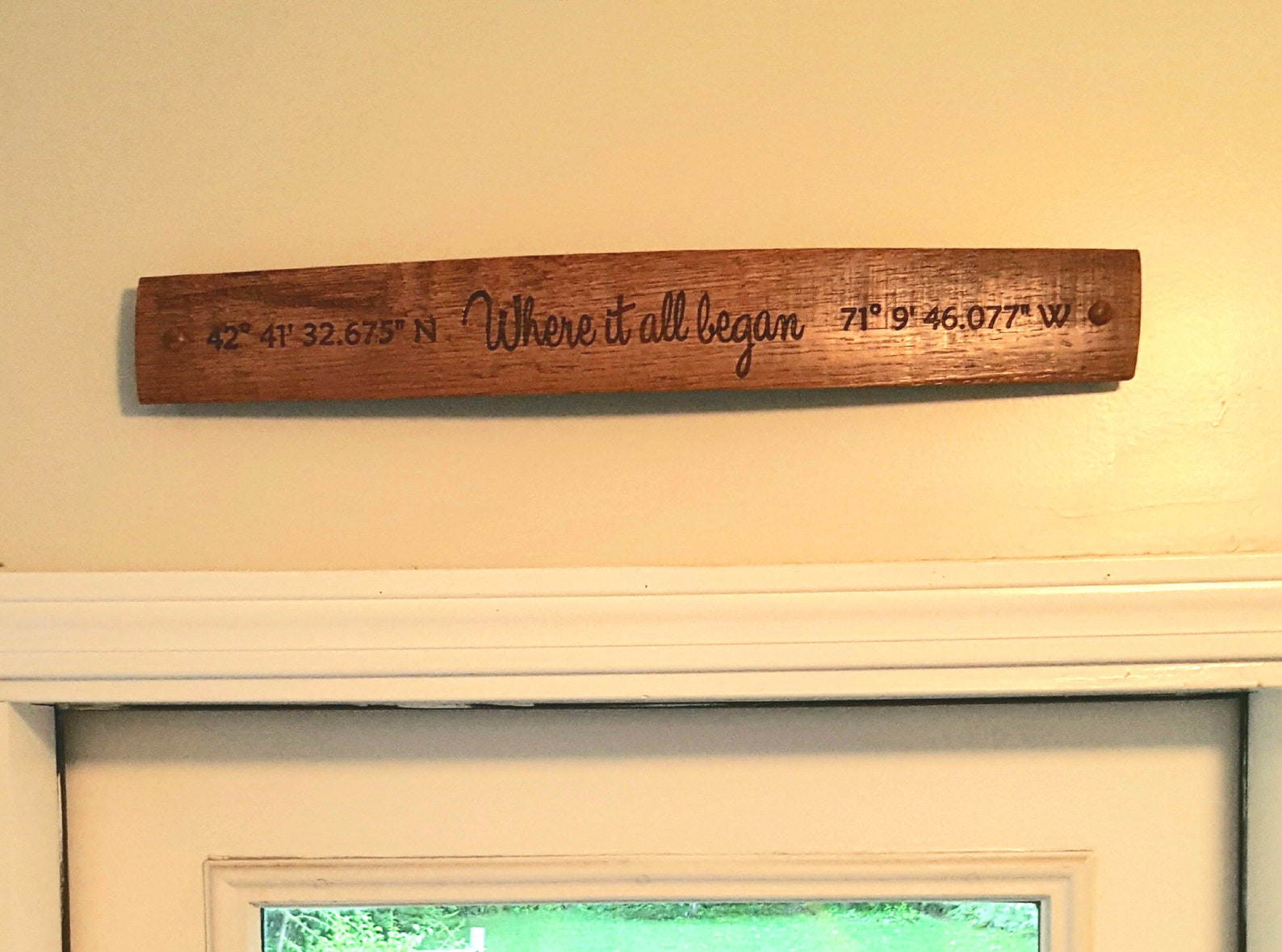 Engraved Whiskey Barrel Stave Sign With the GPS Location 5th - Etsy