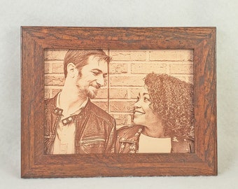 3rd Anniversary Gift for Her, Engraved Leather Photo, Leather Anniversary, Third Anniversary, 3rd Wedding Anniversary, Wedding Photograph