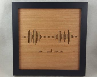 Soundwave Art - Baby's First Words - Heartbeat Sonogram - New Baby Gift - I DO - Love Note - Gift for Mom - Gift for Dad - New Baby